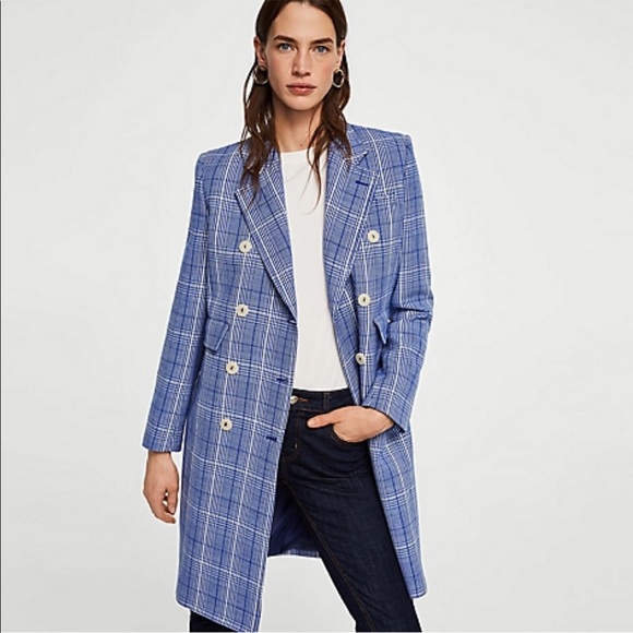 Holiday Season sale!!MNG SUIT Mango Blue Chic Suit Jacket Abrigo Adore - Picture 12 of 12